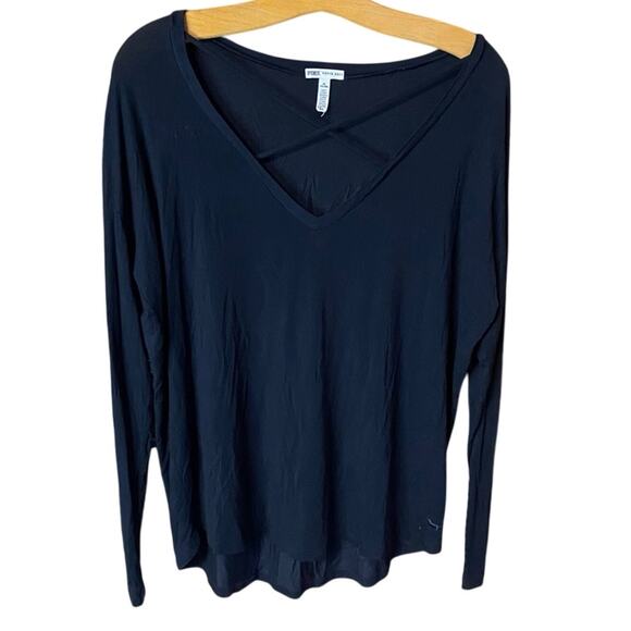 PINK Victoria's Secret Black oversized supersoft Long Sleeve Blouse Modal Medium - Picture 2 of 8